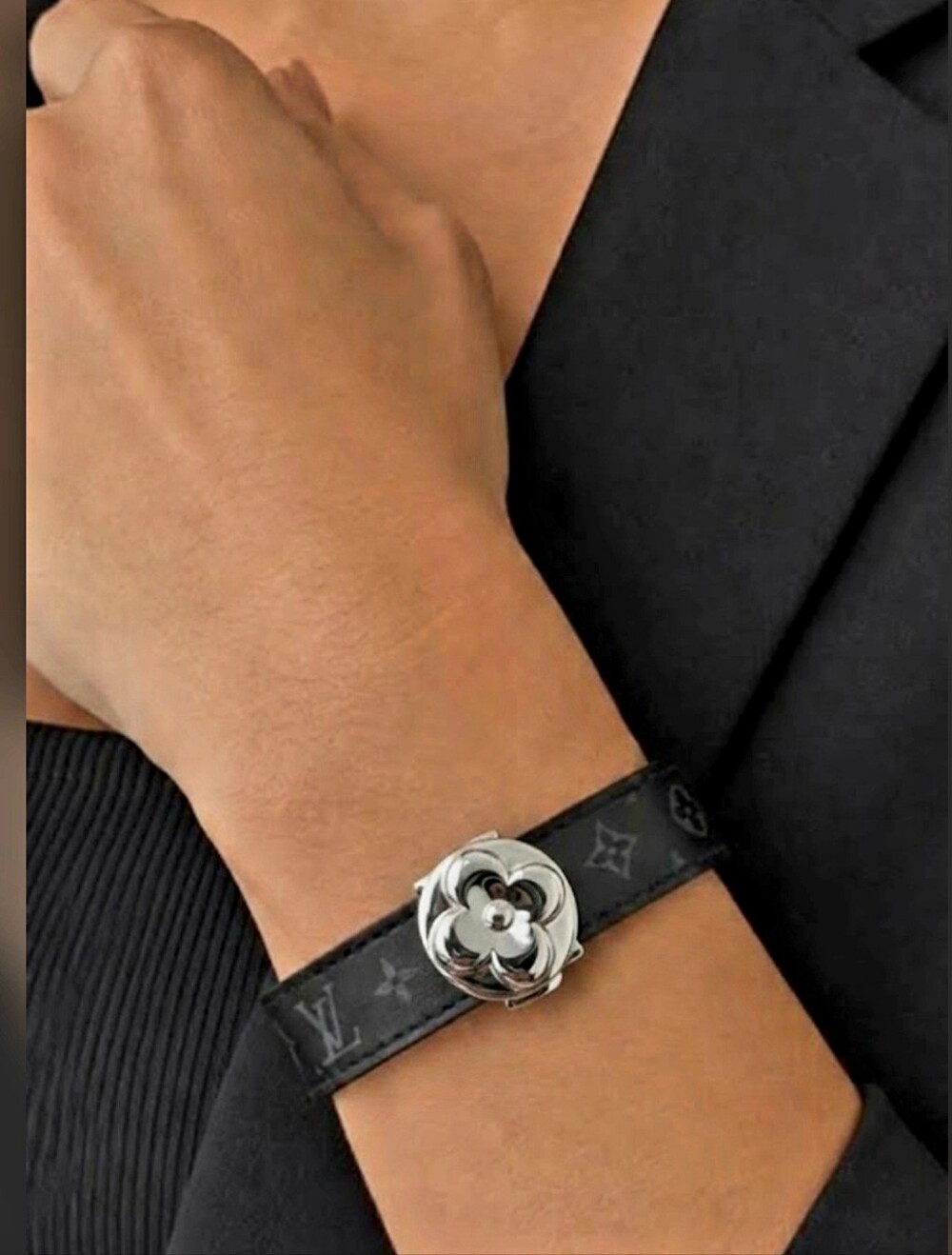 Louis Vuitton Black Good Luck Monogram Bracelet